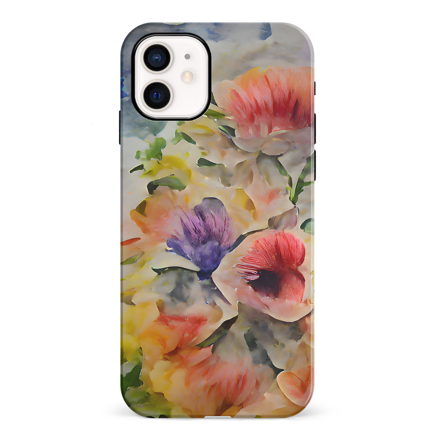 iPhone 12 Mini Whimsical Blooms Painted Flowers Phone Case