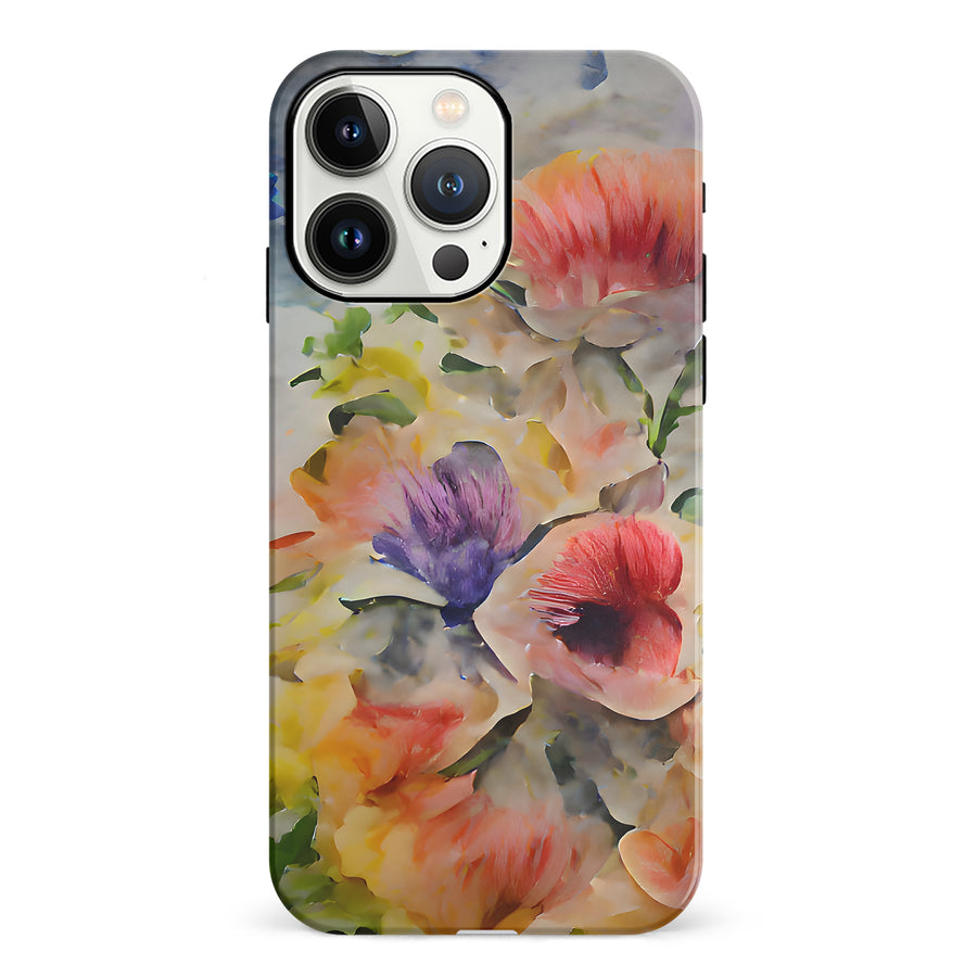 iPhone 13 Pro Whimsical Blooms Painted Flowers Phone Case
