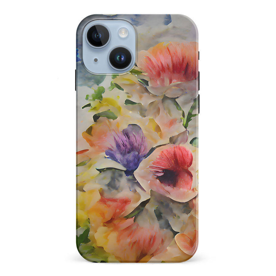 iPhone 15 Whimsical Blooms Painted Flowers Phone Case