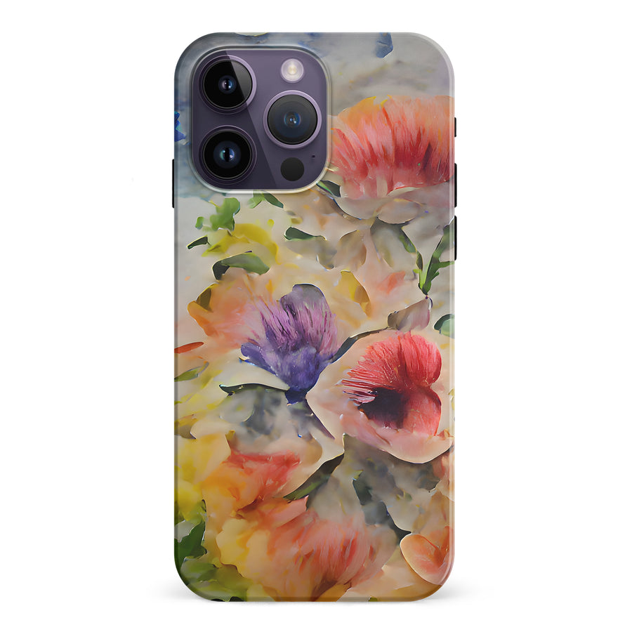 iPhone 15 Pro Whimsical Blooms Painted Flowers Phone Case
