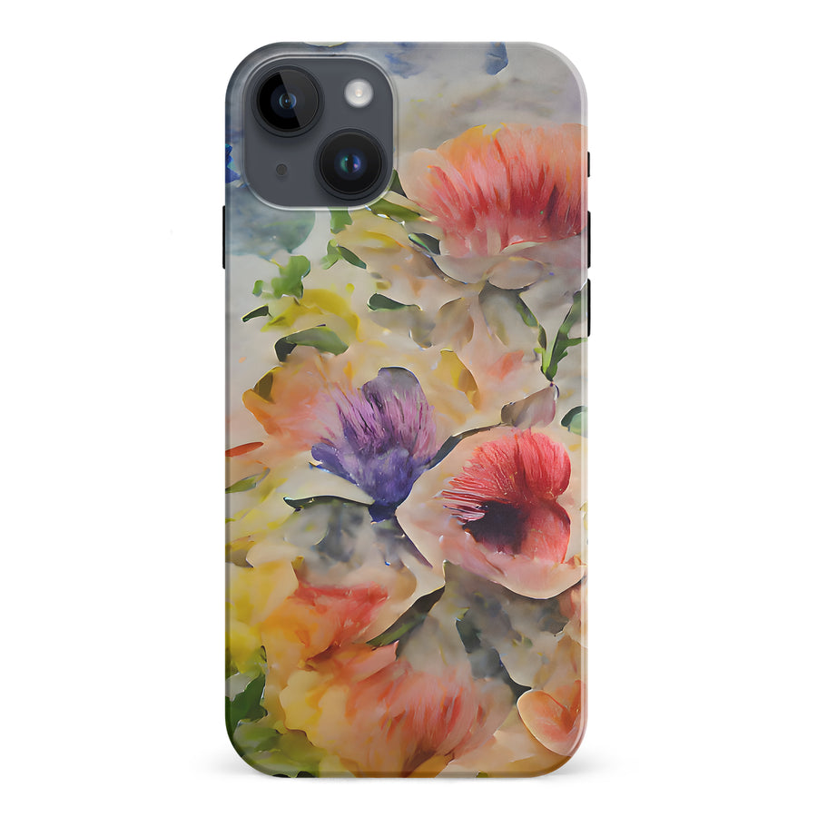 iPhone 15 Plus Whimsical Blooms Painted Flowers Phone Case