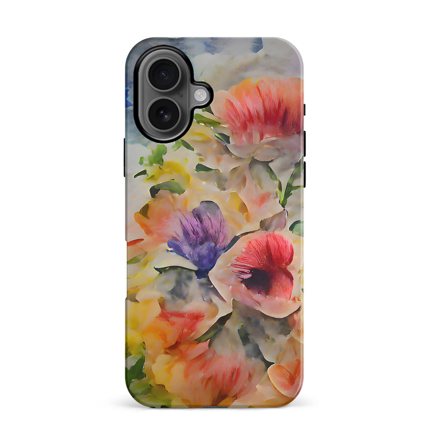 iPhone 16 Whimsical Blooms Painted Flowers Phone Case