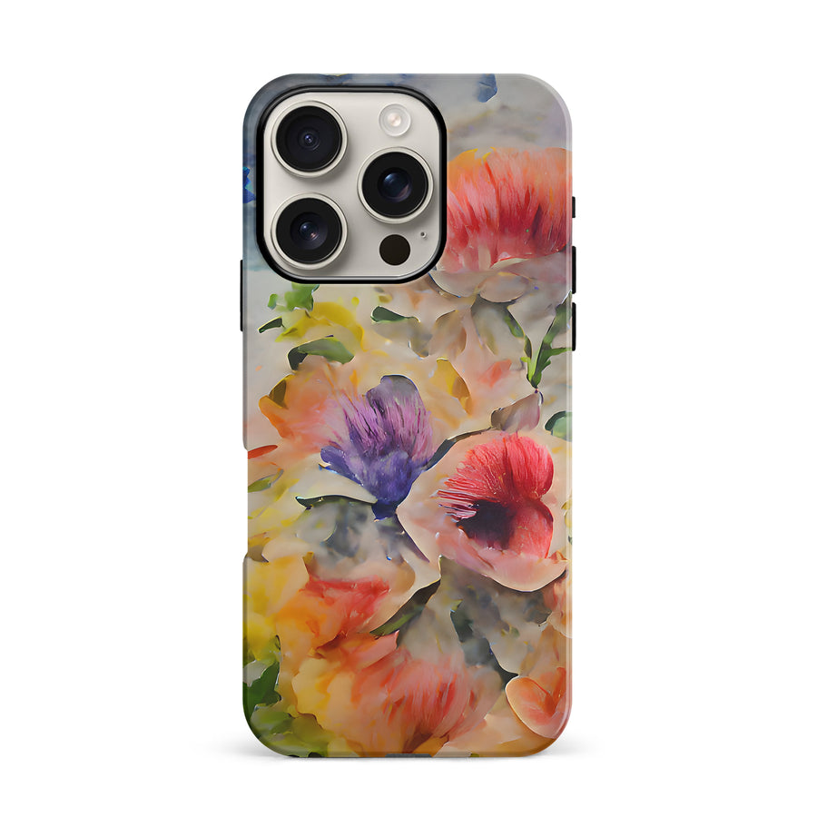 iPhone 16 Pro Whimsical Blooms Painted Flowers Phone Case