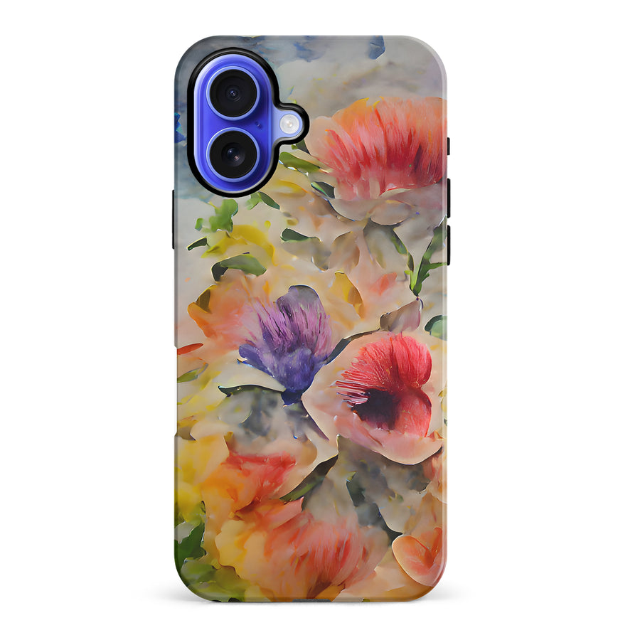 iPhone 16 Plus Whimsical Blooms Painted Flowers Phone Case