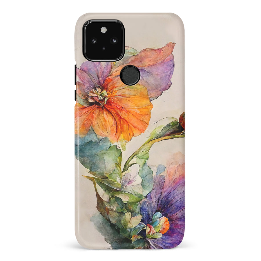 Google Pixel 5 Pastel Painted Petals Phone Case