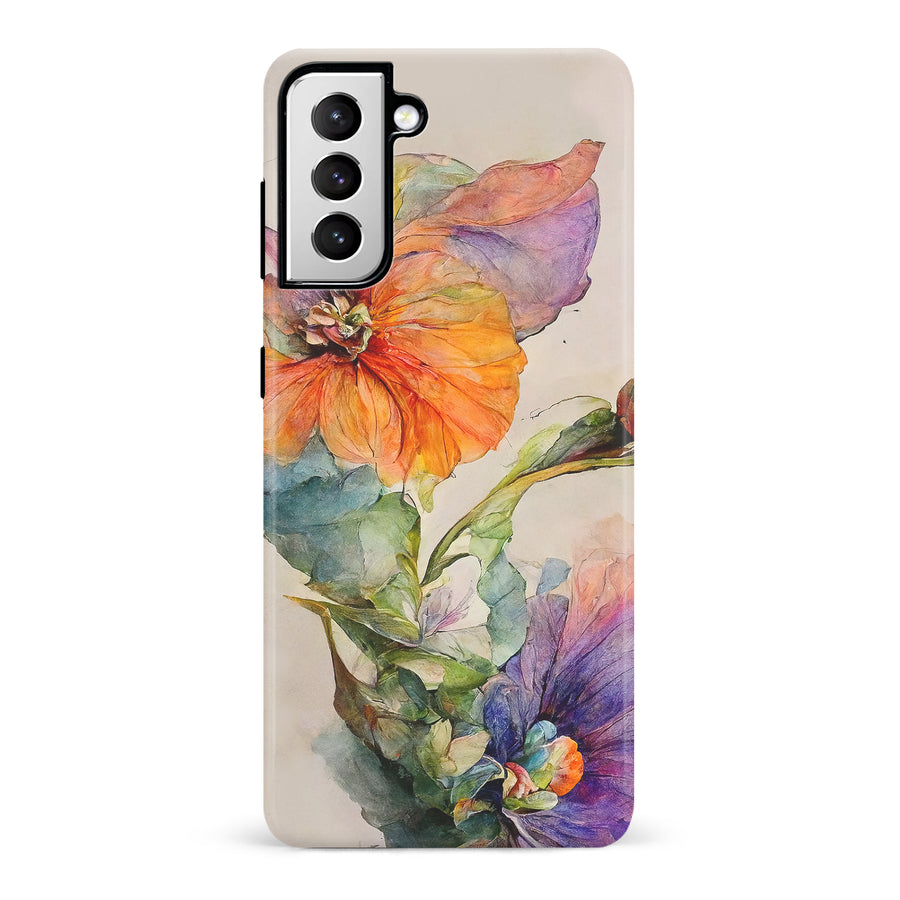 Samsung Galaxy S21 Pastel Painted Petals Phone Case