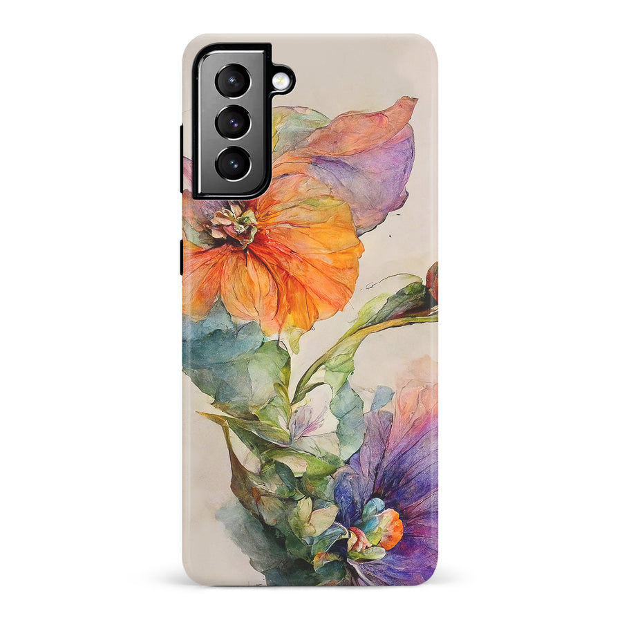Samsung Galaxy S21 Plus Pastel Painted Petals Phone Case