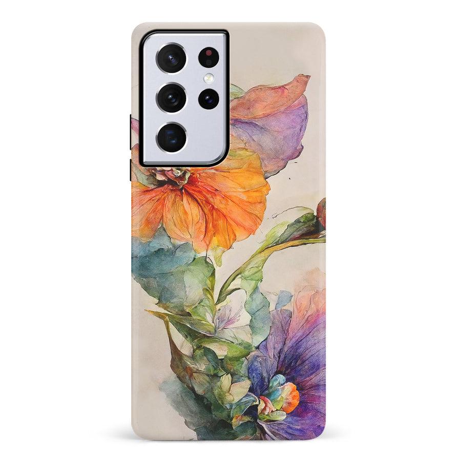 Samsung Galaxy S21 Ultra Pastel Painted Petals Phone Case