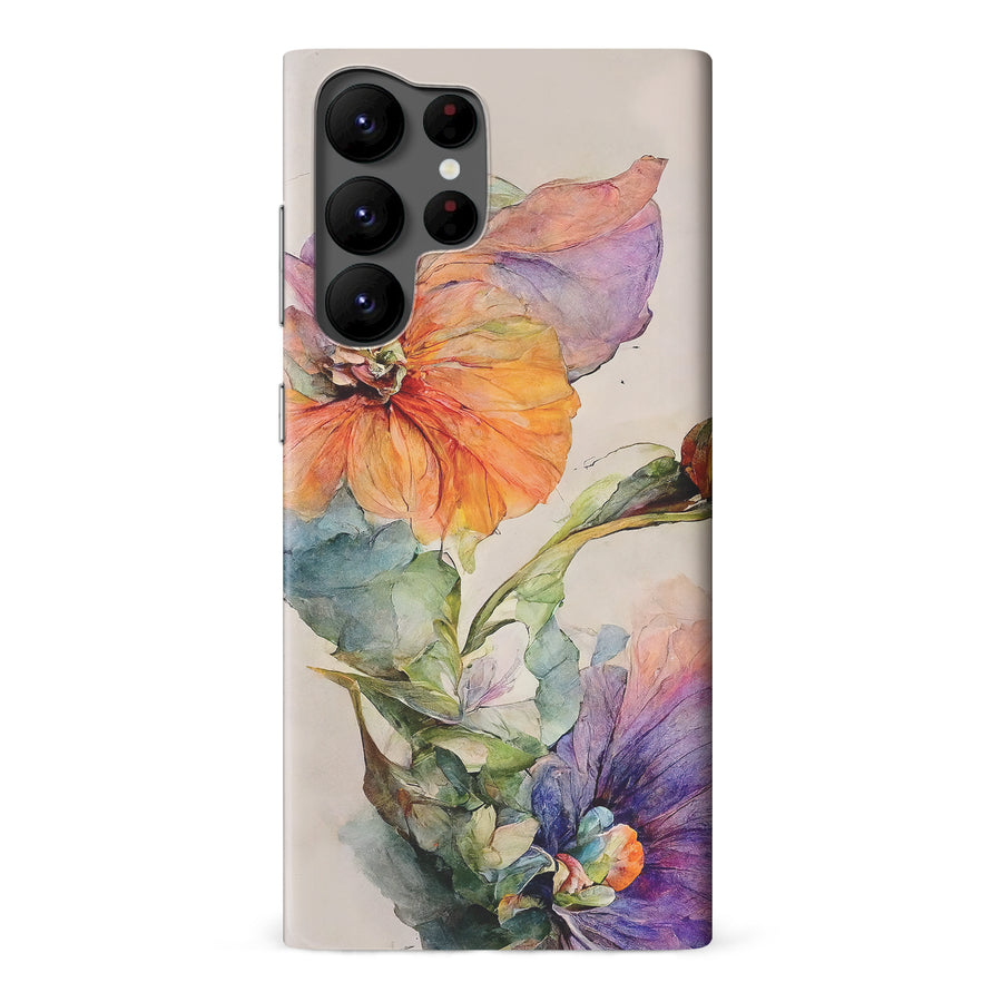 Samsung Galaxy S22 Ultra Pastel Painted Petals Phone Case