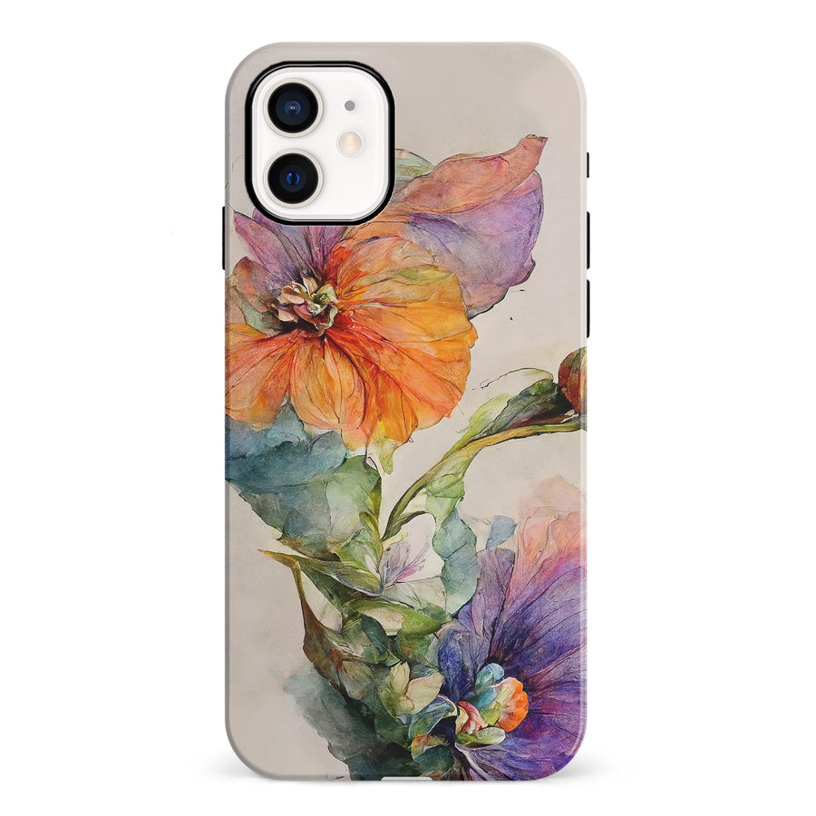 iPhone 12 Mini Pastel Painted Petals Phone Case