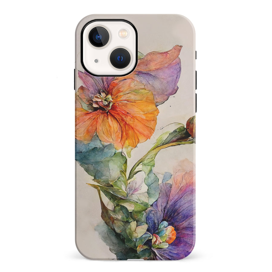 iPhone 13 Mini Pastel Painted Petals Phone Case