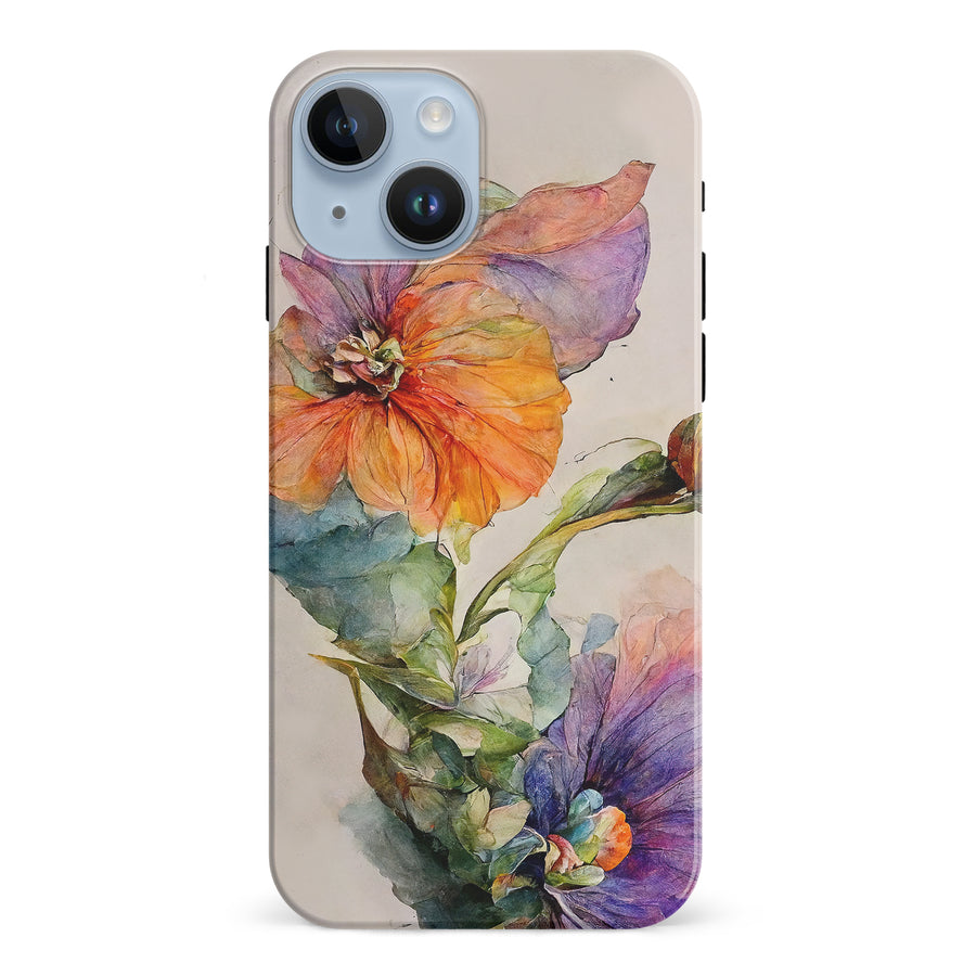 iPhone 15 Pastel Painted Petals Phone Case