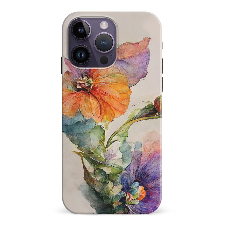 iPhone 15 Pro Pastel Painted Petals Phone Case