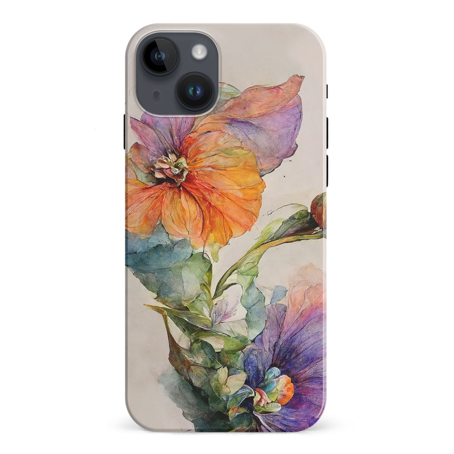 iPhone 15 Plus Pastel Painted Petals Phone Case