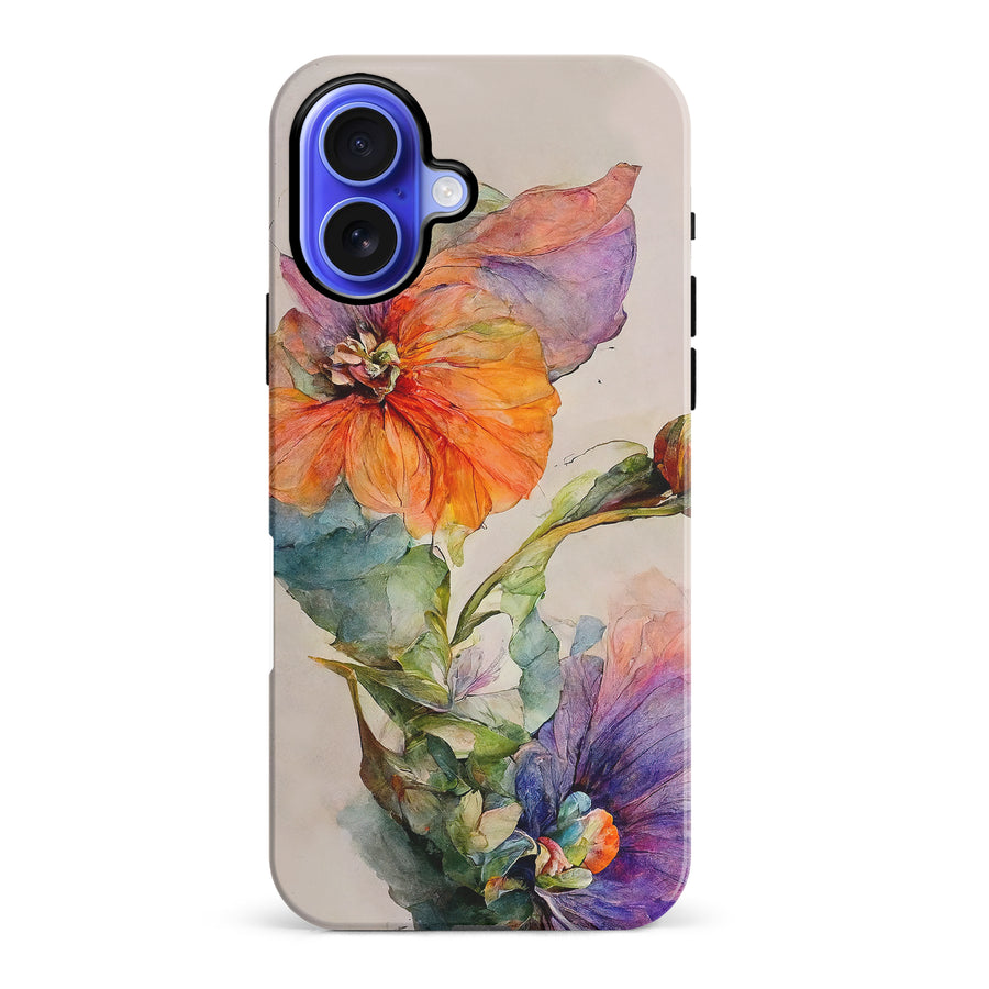 iPhone 16 Plus Pastel Painted Petals Phone Case