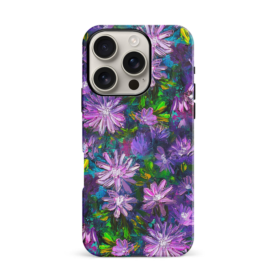 iPhone 16 Pro Kaleidoscope Painted Flowers Phone Case