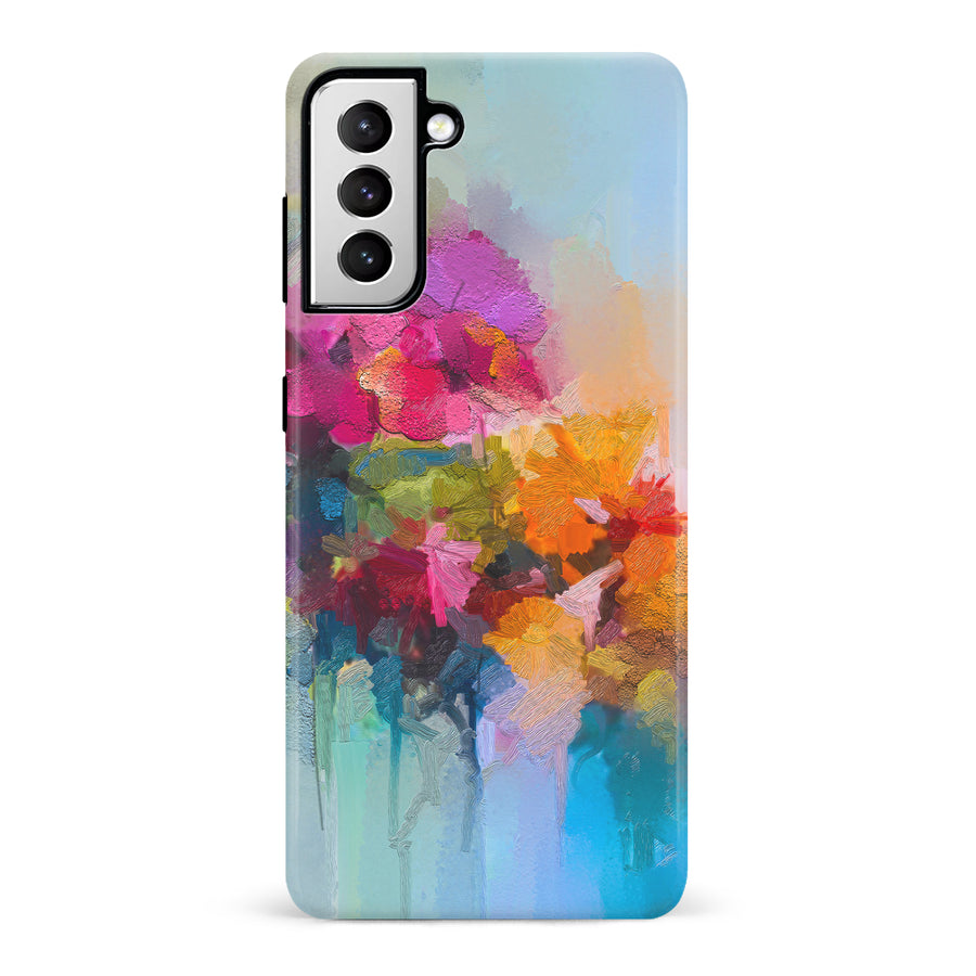 Samsung Galaxy S21 Dance Painted Flowers Phone Case