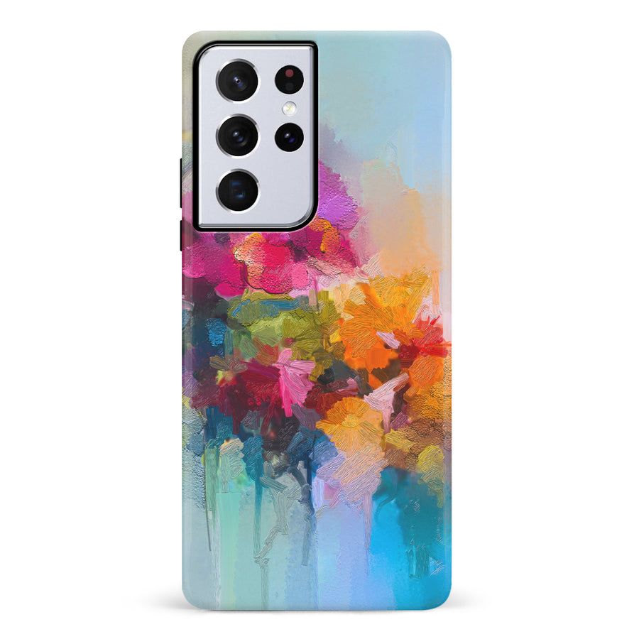 Samsung Galaxy S21 Ultra Dance Painted Flowers Phone Case