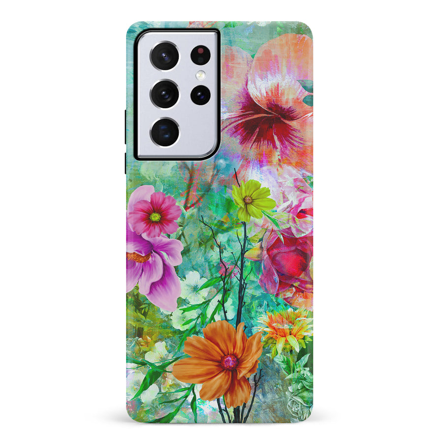 Samsung Galaxy S21 Ultra Radiant Springtime Painted Flowers Phone Case