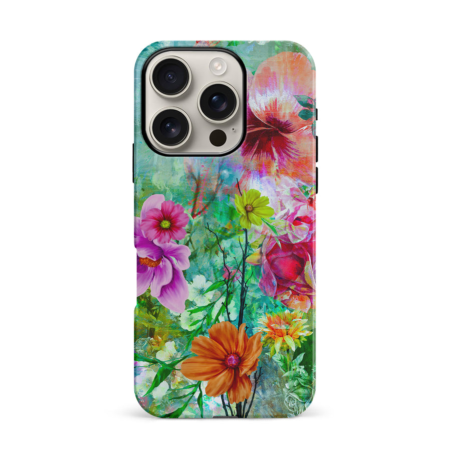 iPhone 16 Pro Radiant Springtime Painted Flowers Phone Case