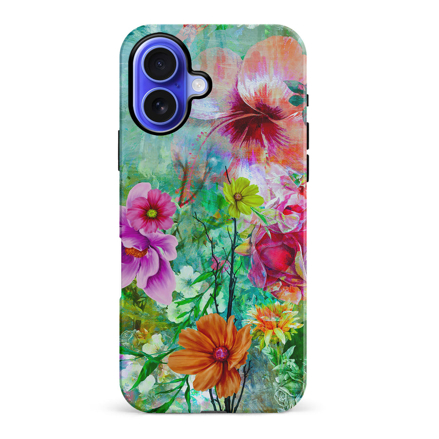 iPhone 16 Plus Radiant Springtime Painted Flowers Phone Case