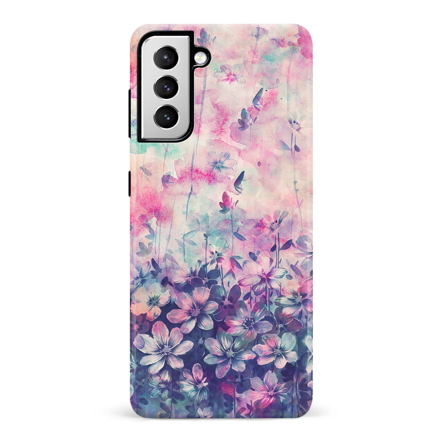 Samsung Galaxy S21 Lush Haven Painted Flowers Phone Case
