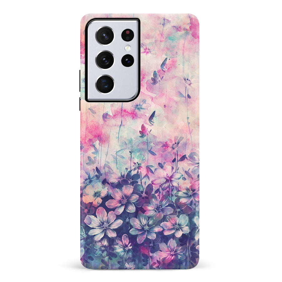 Samsung Galaxy S21 Ultra Lush Haven Painted Flowers Phone Case