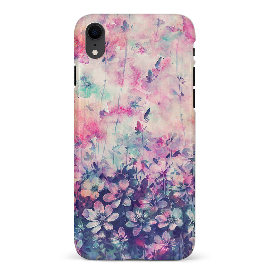 iPhone XR Lush Haven Painted Flowers Phone Case