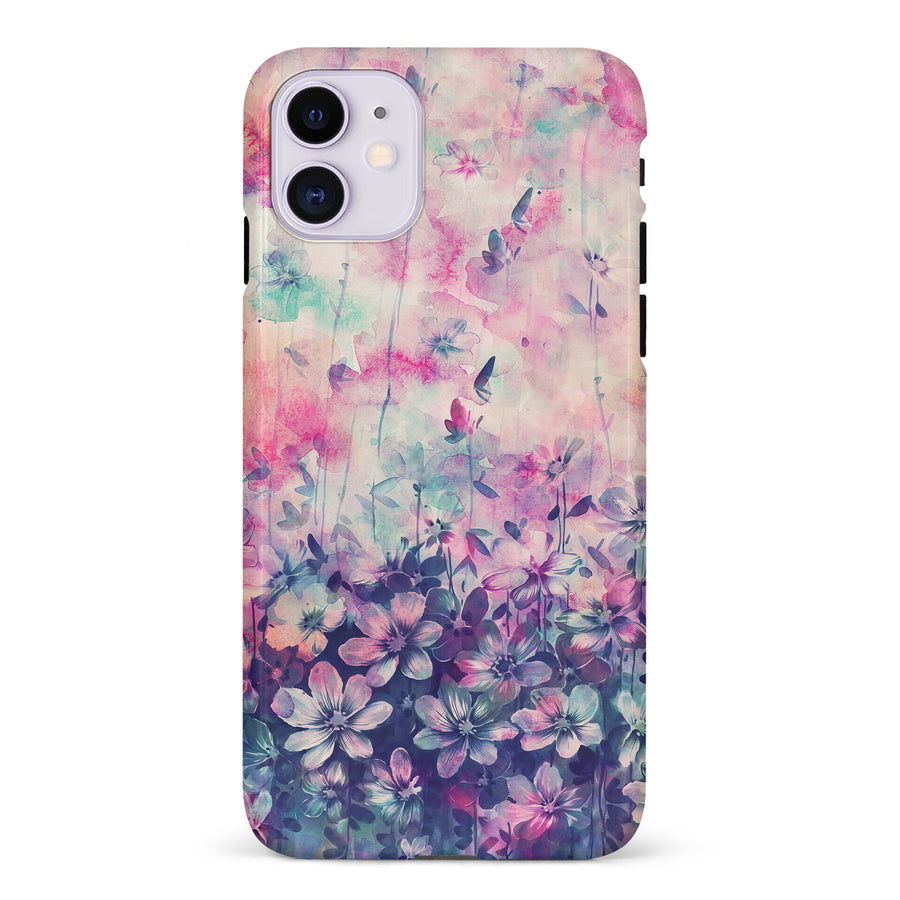 iPhone 11 Lush Haven Painted Flowers Phone Case