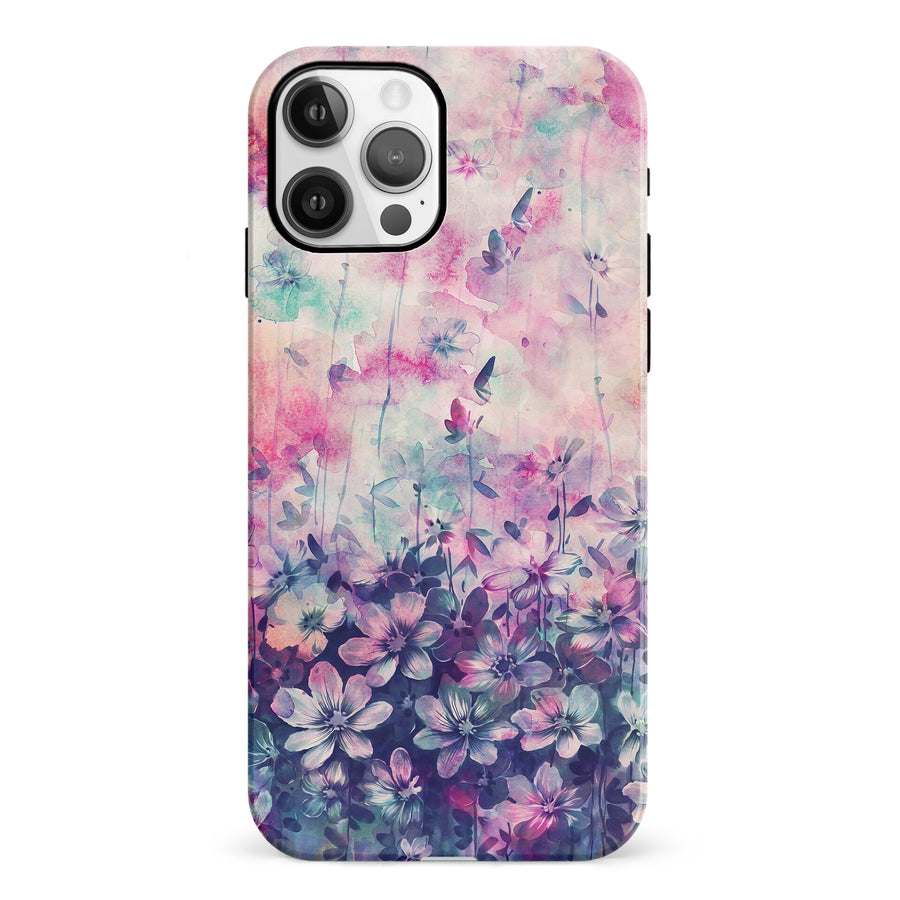 iPhone 12 Lush Haven Painted Flowers Phone Case
