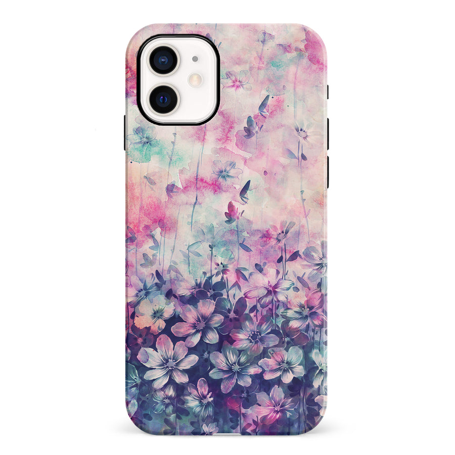 iPhone 12 Mini Lush Haven Painted Flowers Phone Case