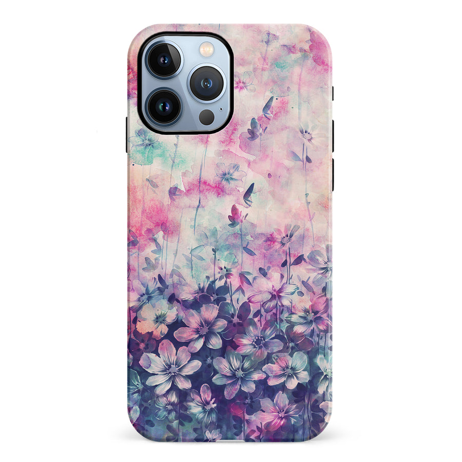 iPhone 12 Pro Lush Haven Painted Flowers Phone Case