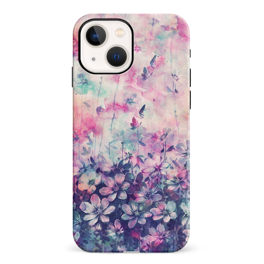iPhone 13 Lush Haven Painted Flowers Phone Case