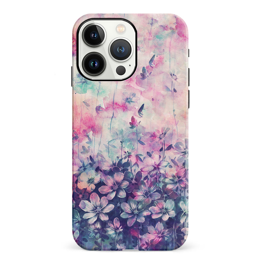 iPhone 13 Pro Lush Haven Painted Flowers Phone Case