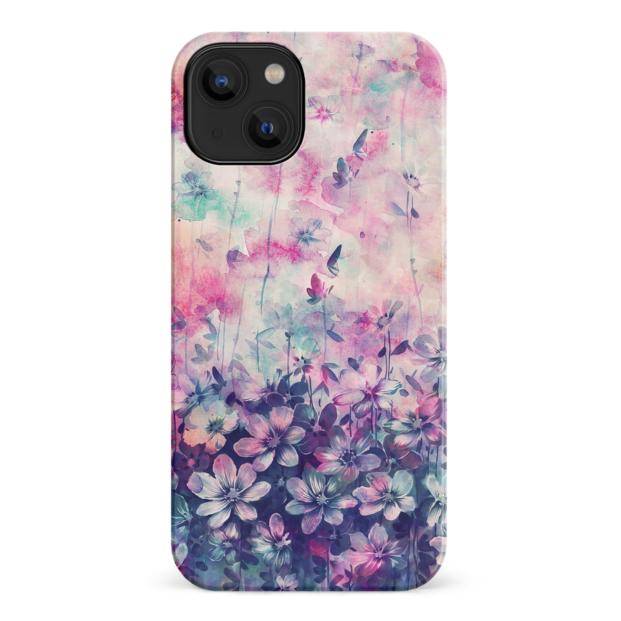 iPhone 14 Lush Haven Painted Flowers Phone Case