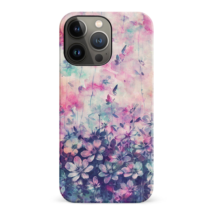 iPhone 14 Pro Lush Haven Painted Flowers Phone Case