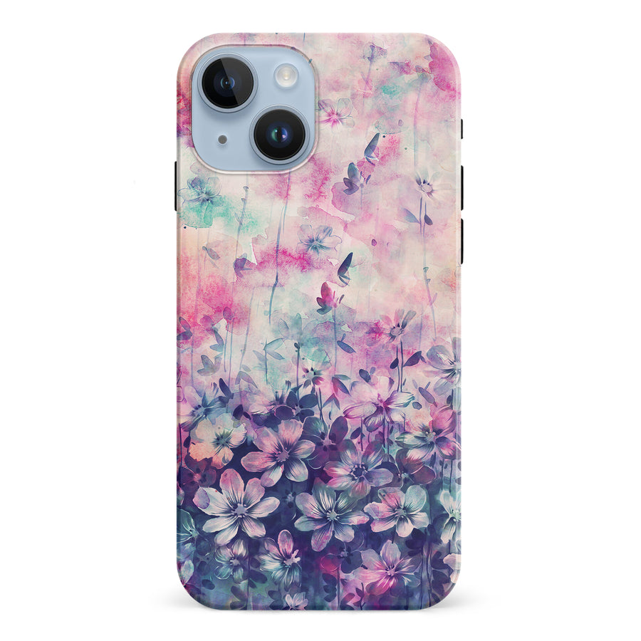 iPhone 15 Lush Haven Painted Flowers Phone Case
