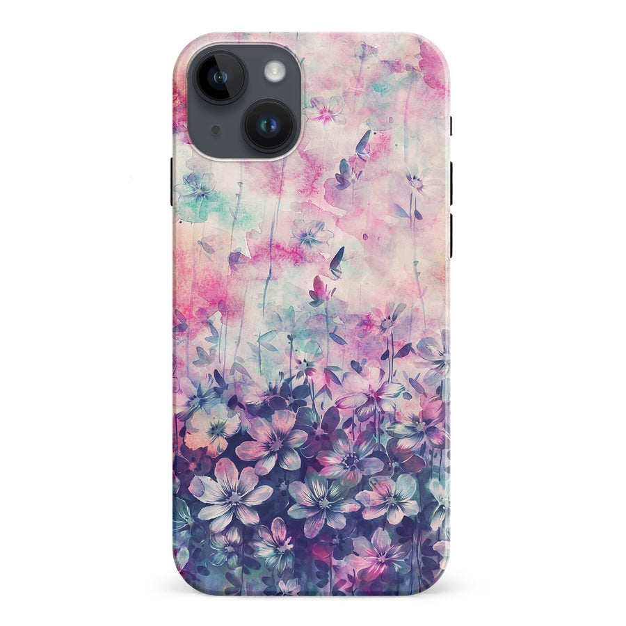 iPhone 15 Plus Lush Haven Painted Flowers Phone Case