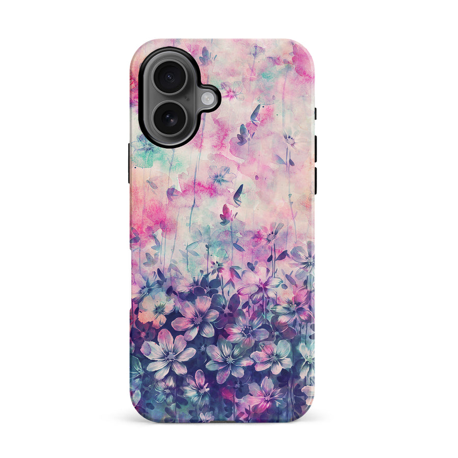 iPhone 16 Lush Haven Painted Flowers Phone Case