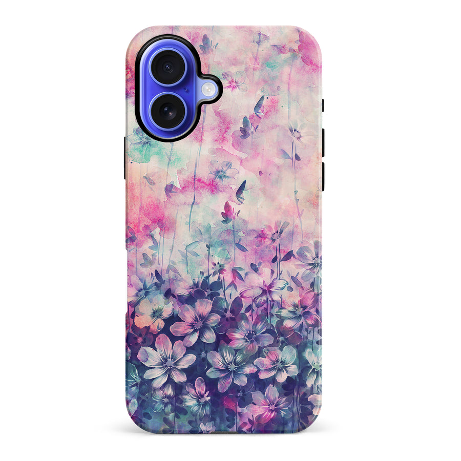 iPhone 16 Plus Lush Haven Painted Flowers Phone Case