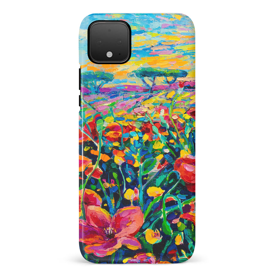 Google Pixel 4 Gardenia Painted Flowers Phone Case