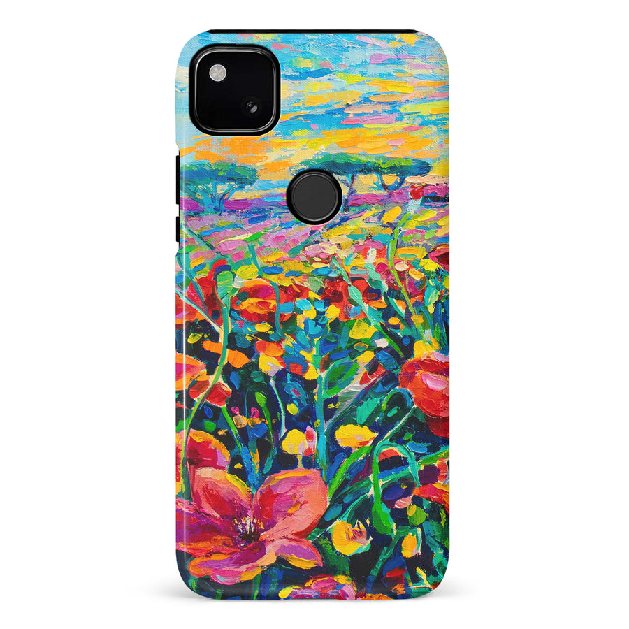 Google Pixel 4A Gardenia Painted Flowers Phone Case