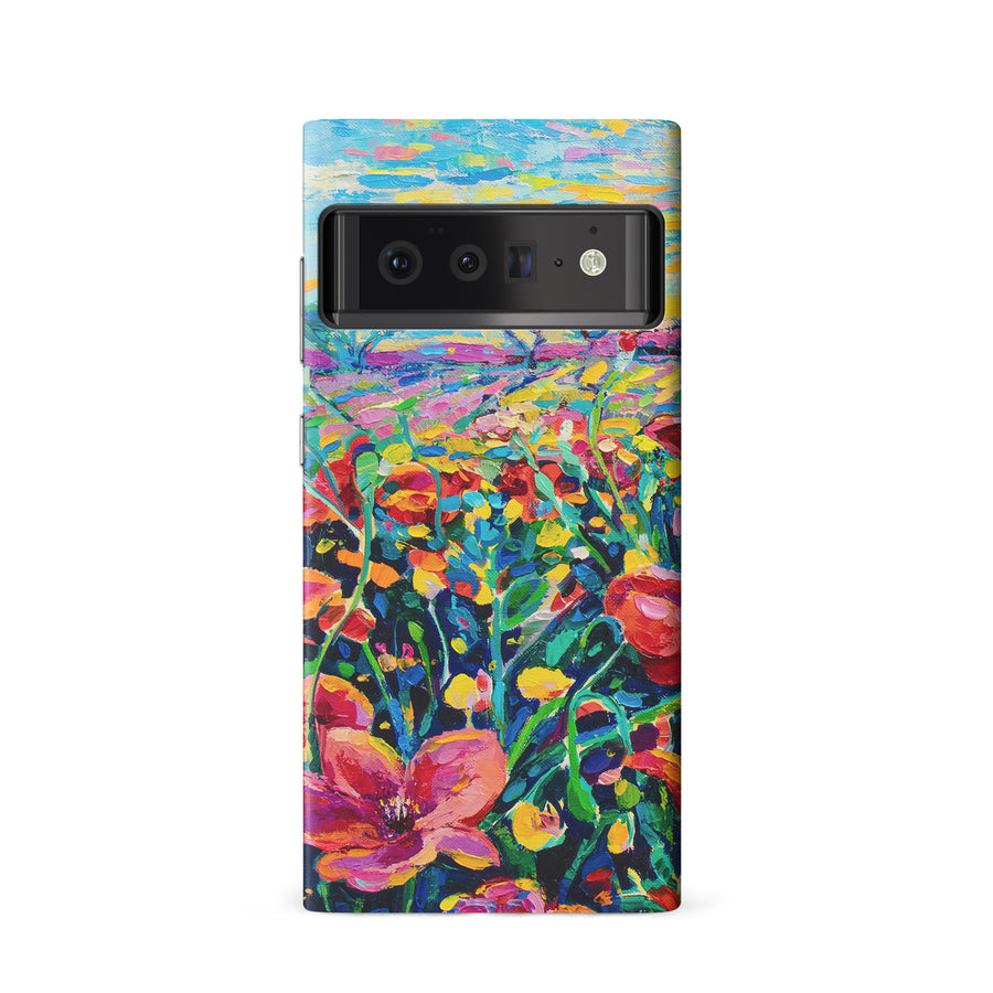 Google Pixel 6 Gardenia Painted Flowers Phone Case