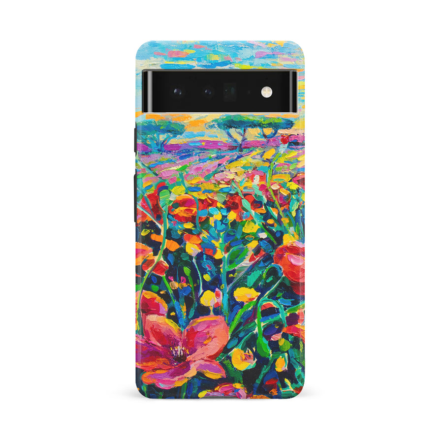 Google Pixel 6A Gardenia Painted Flowers Phone Case