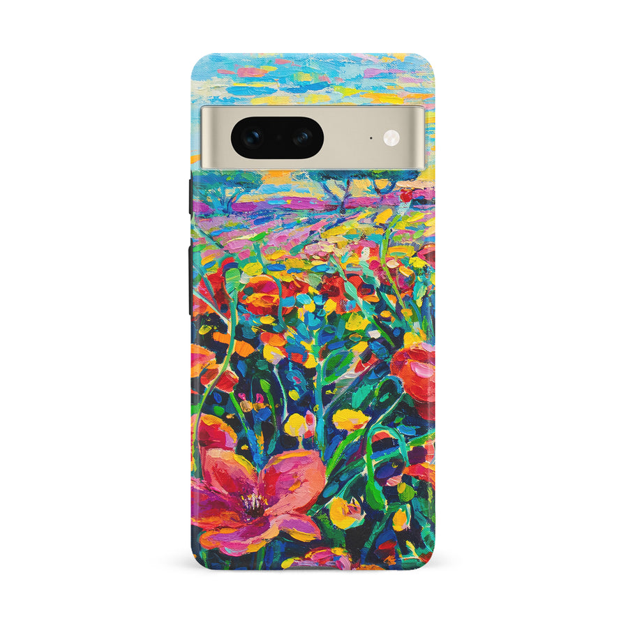 Google Pixel 7 Gardenia Painted Flowers Phone Case