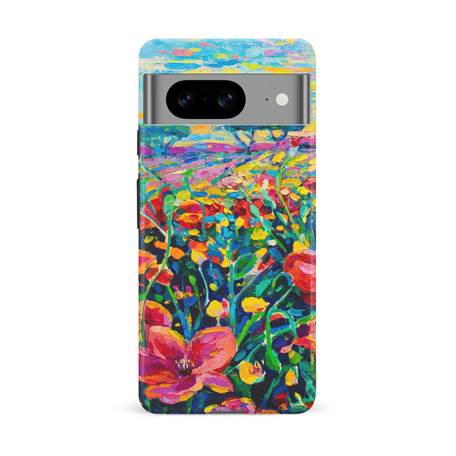 Google Pixel 8 Gardenia Painted Flowers Phone Case