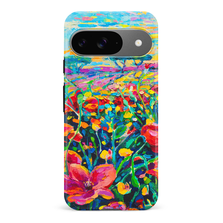 Google Pixel 9 Gardenia Painted Flowers Phone Case