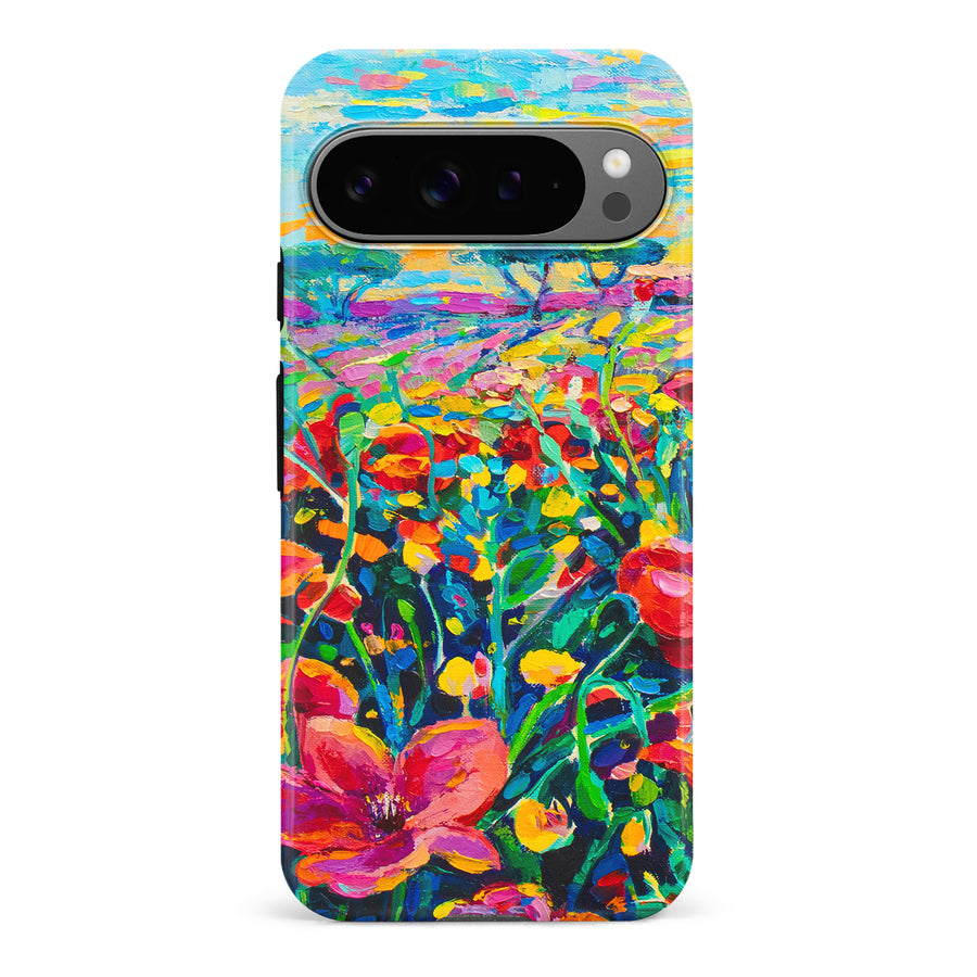 Google Pixel 9 Pro Gardenia Painted Flowers Phone Case