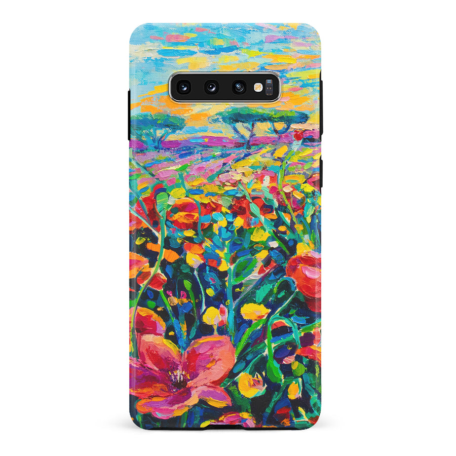 Samsung Galaxy S10 Gardenia Painted Flowers Phone Case
