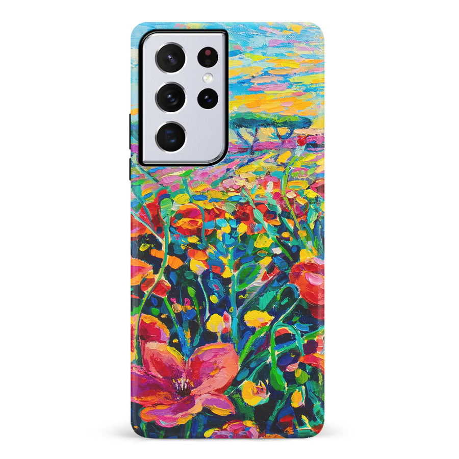 Samsung Galaxy S21 Ultra Gardenia Painted Flowers Phone Case